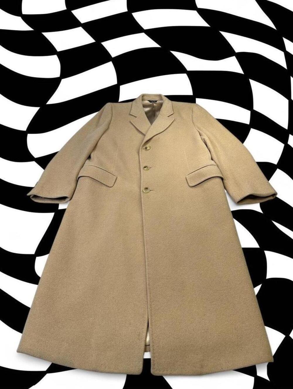 Vintage Mark Shale tan wool overcoat with a classic fit
